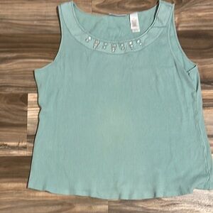JH Collectibles Woman Tank Top Women’s Size 3X Sleeveless Beaded Light Teal